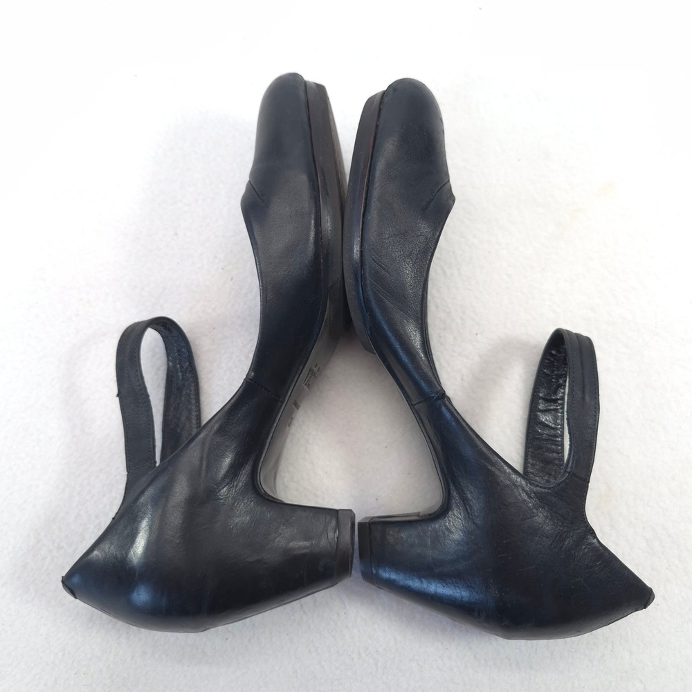 Vialis Black Leather Mary Jane Heels Buttoned Strap Round Toe Size 6 - Picture 10 of 12